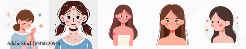 vector collection of a person with allergies and redness