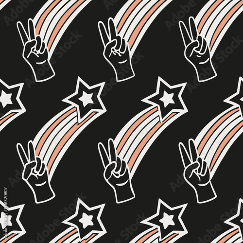 Victory salute illustration on black background, empowerment concept