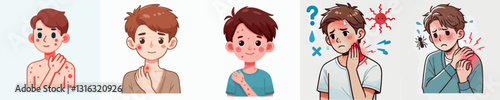 vector collection of a person with allergies and redness