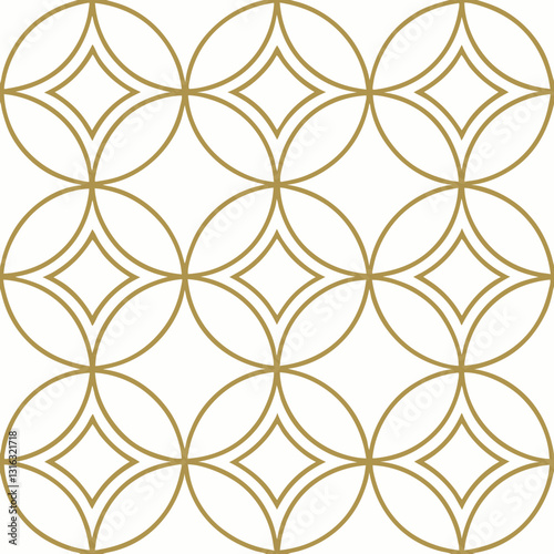 Golden crescent pattern illustration with diamond shapes, design concept