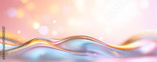 Colorful Waves Flowing Gently Abstract Serenity Fluid Art Soft Pastel Tones Artistic Viewpoint Conceptual Waves in Nature