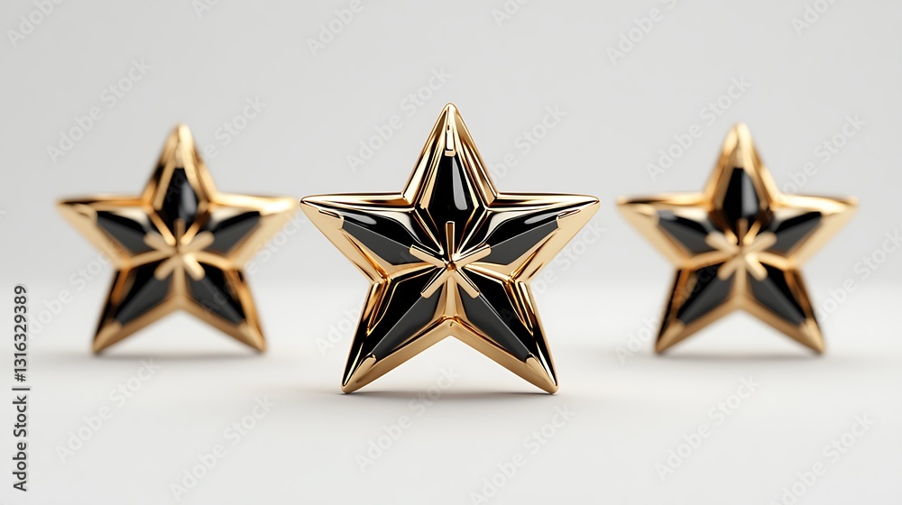 Elegant Black and Gold Star Rings: 3D Rendered Jewelry Design AI Generated Elegant Black and Gold Star Rings: 3D Rendered Jewelry Design AI Generated