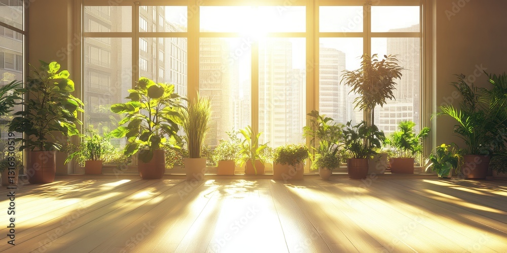 Serene living space bathed in sunlight, creating a tranquil and inviting atmosphere for relaxation. Serene living space bathed in sunlight, creating a tranquil and inviting atmosphere for relaxation.