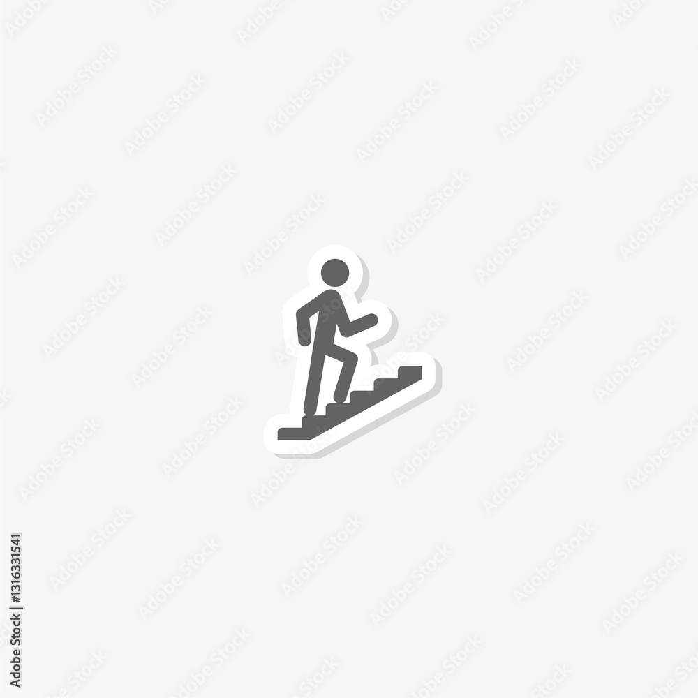 Man on Stairs Icon sticker isolated on gray background Man on Stairs Icon sticker isolated on gray background