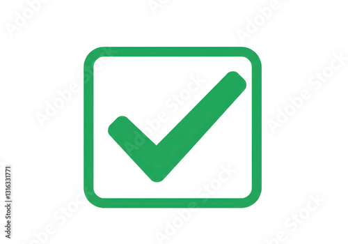 Isolated Green Check Mark in a Square Box