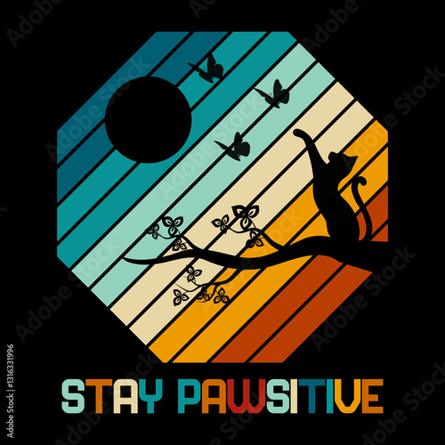 Foto Cat t-shirt design or animal t-shirt vector design typography retro vintage desi