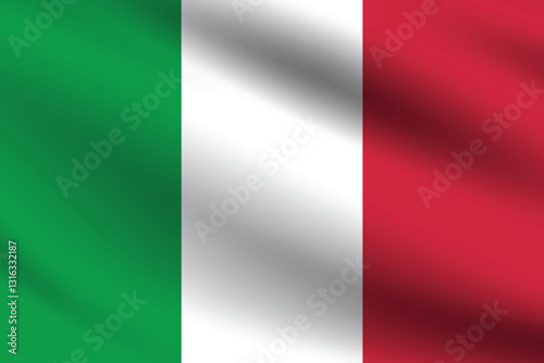 Italy flag official colors and proportion digital vector illustration. Pleated flag.