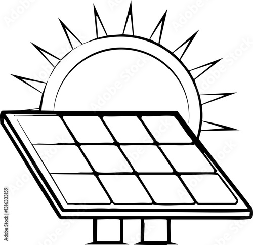 A solar panel under the sun, representing renewable energy and sustainability.