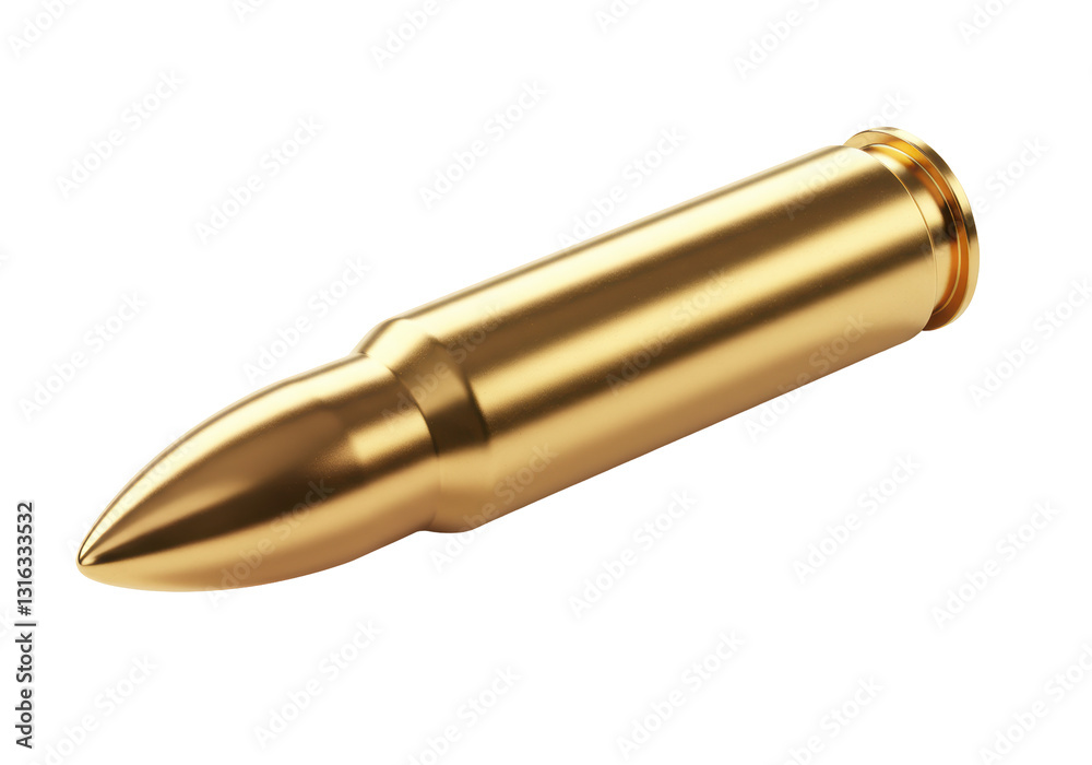 Isolated Gold-Plated Rifle Bullet, Detailed Rendering Isolated Gold-Plated Rifle Bullet, Detailed Rendering