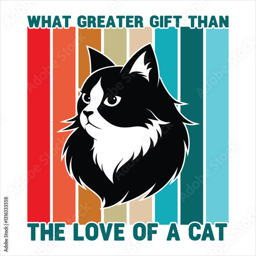 Cat t-shirt design or animal t-shirt vector design typography retro vintage design