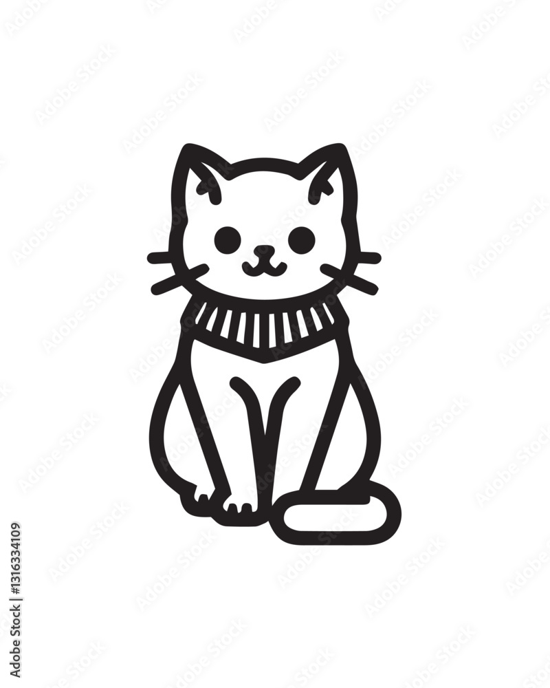 Fototapeta premium vector illustration of cat with editable strokes
