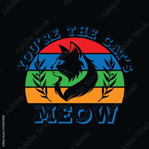 Cat t-shirt design or animal t-shirt vector design typography retro vintage design