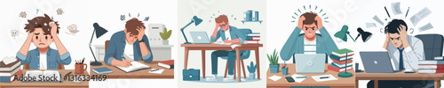 Photos Vector of a person studying and having a headache