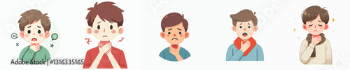 Vector of a child with a sore throat