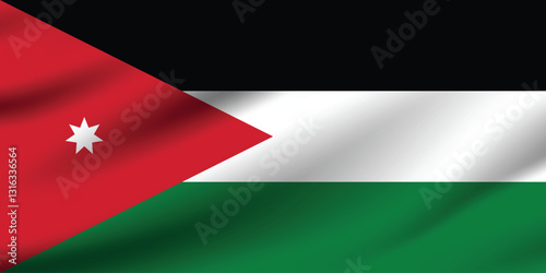 Free Download Jordan flag official colors and proportion digital vector illustration. Pleated flag. - GFXLoad