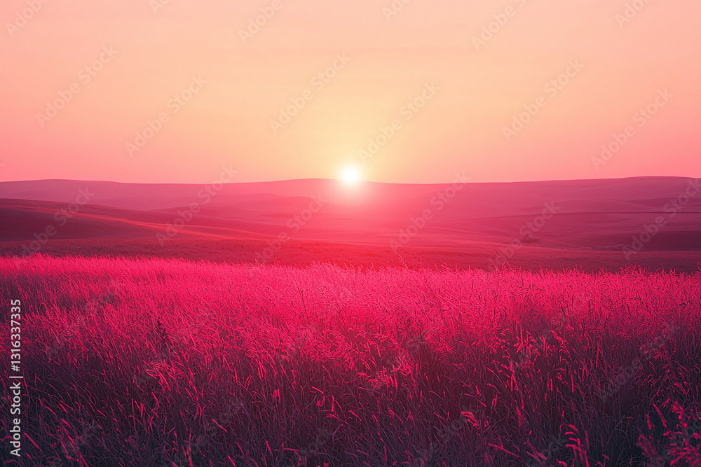 Fototapeta premium Golden hour gradient with shades of pink orange and red