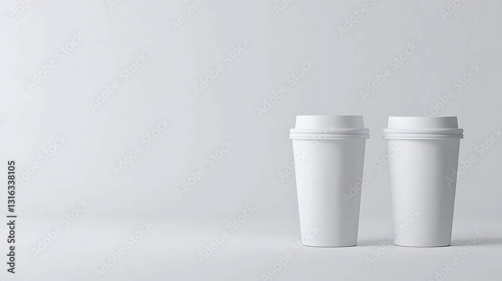 Two Blank Coffee Cups: A Clean 3D Render AI Generated Two Blank Coffee Cups: A Clean 3D Render AI Generated