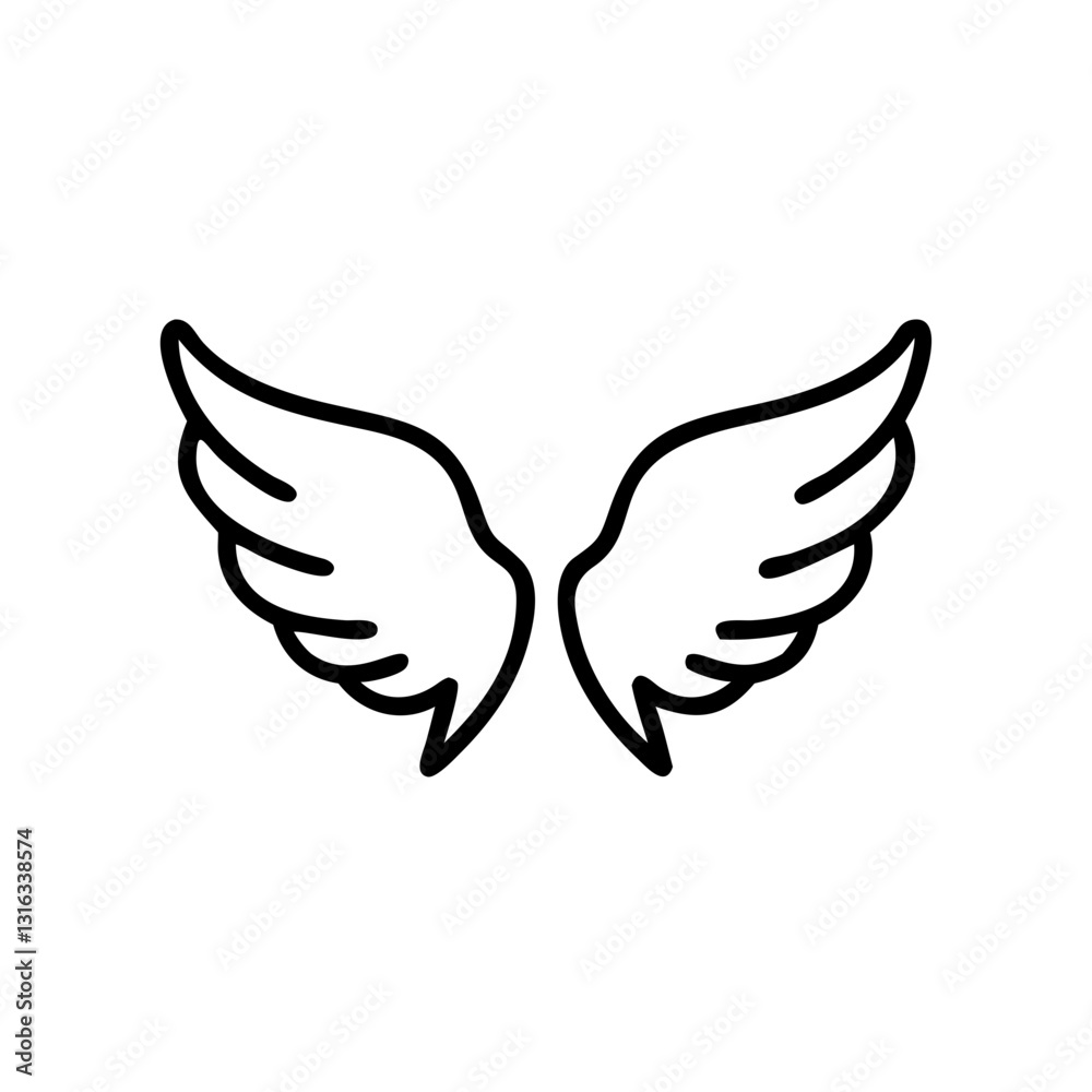 Obraz premium vulture wings icon in black outline, modern design, symbolizing freedom and flight