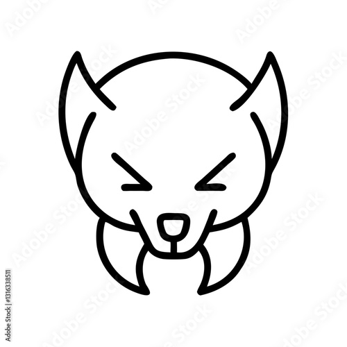 wolverine icon with fangs, showing aggression and strength, black outline, modern design