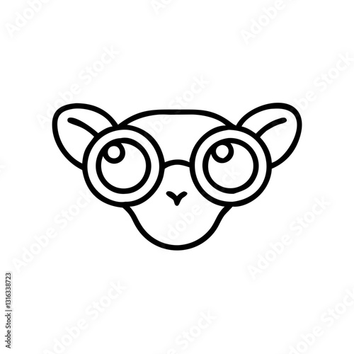 tarsier eyes icon, black outline, modern design