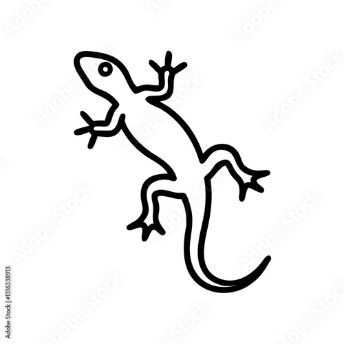 Lizard icon climbing, represents agility and adaptability, black outline, modern design