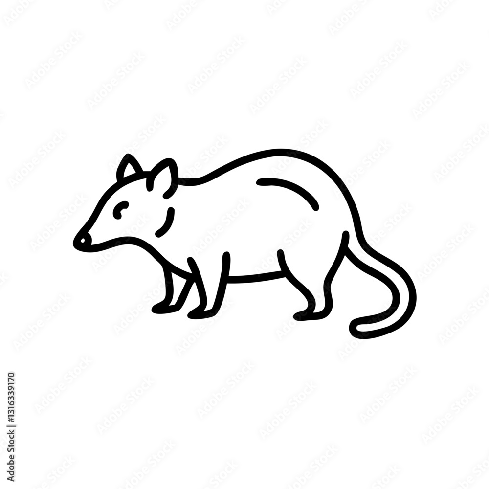 Obraz premium opossum icon, depicted in simple black outline, modern design