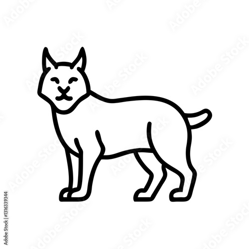 lynx icon standing confidently, showcasing feline elegance, black outline, modern design