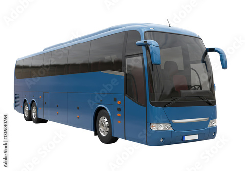 Isolated Blue Tour Bus