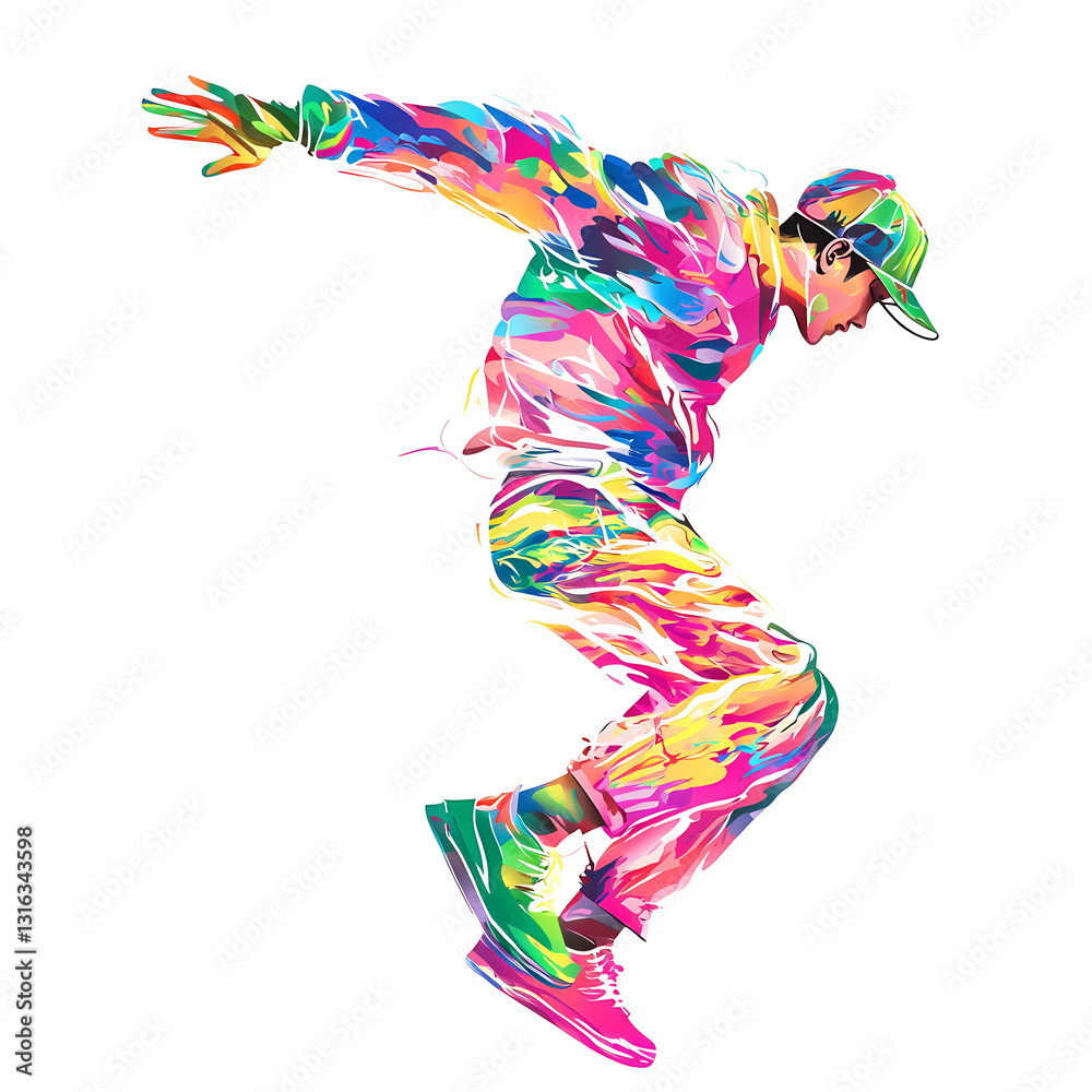 Obraz premium Street dance pose elements, graffiti, colorful, trendy, free clipping material