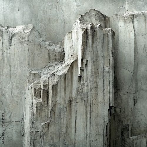 A weathered mountain cliff with jagged and eroded edges