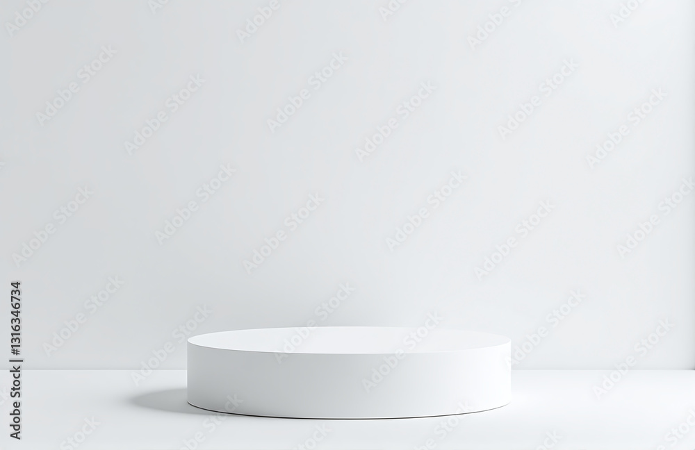 A Simple Empty Podium Or Pedestal Is Showcased Against A Plain White Background With A Sleek Box Stand Design Nearby. A Simple Empty Podium Or Pedestal Is Showcased Against A Plain White Background With A Sleek Box Stand Design Nearby.