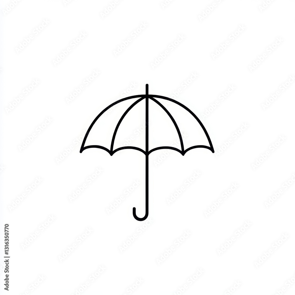 Isolated on white, a straightforward curved canopy complete with a handle serves as a barrier against rain and sunshine Isolated on white, a straightforward curved canopy complete with a handle serves as a barrier against rain and sunshine