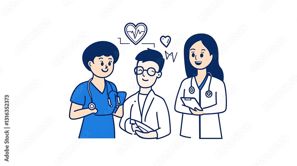 Collaborative Healthcare Team: A Vibrant Line Art Illustration AI Generated Collaborative Healthcare Team: A Vibrant Line Art Illustration AI Generated