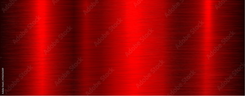 Brushed metal texture background, red shiny lustrous metallic 3d background.