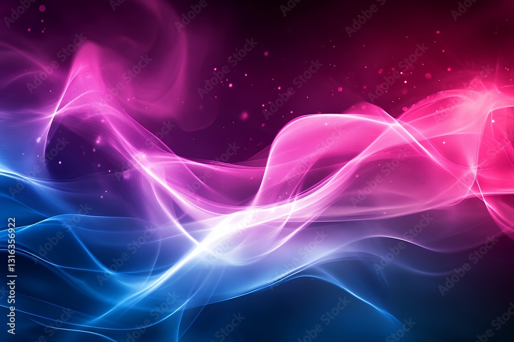Fototapeta premium Abstract Swirling Smoke Waves, Pink and Blue Nebula, Cosmic Energy Flow