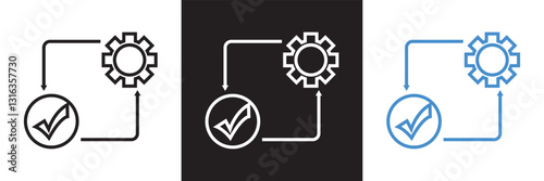 Best practices icon. Containing workflow, guidelines, performance, standards, improvement, protocols etc. Isolated on white, and black background. Vector illustration. EPS 10