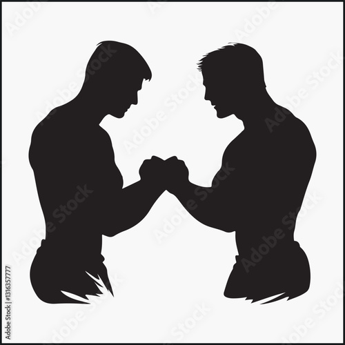 arm wrestling fight silhouette
