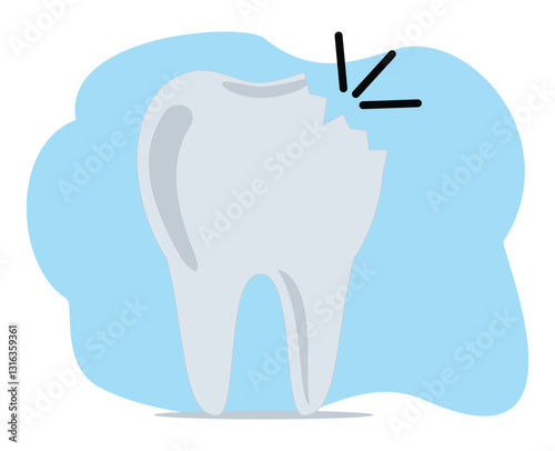 Cartoon of decayed and cavities teeth. Tooth decay