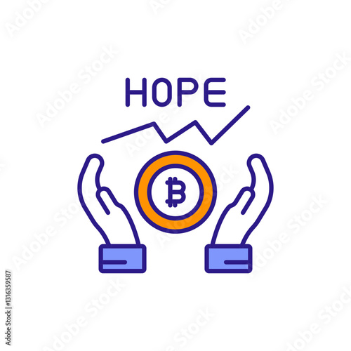 Hope in Trading: Profit Expectation & Rationality Balance Colored Icons.