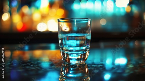 Wallpaper Mural Elegant Cocktail Glass with Water on Bar Counter at Night Torontodigital.ca