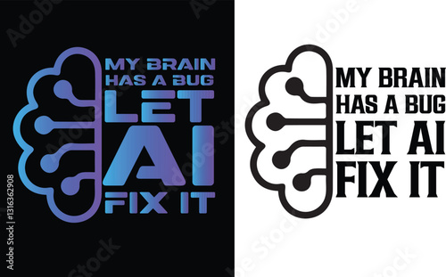Artificial intelligence (AI) T-Shirt Design, Hand-Drawn Lettering Phrase, Calligraphy Graphic Typography, Handwritten Vector Sign, Perfect for Tees and More.