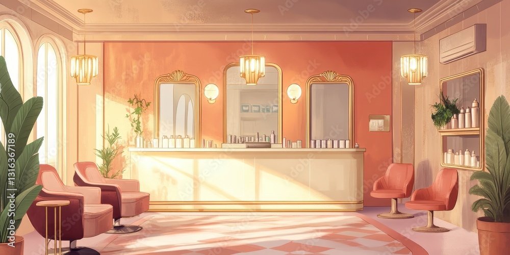 Fototapeta premium A stylish and luxurious beauty salon with elegant architectural features