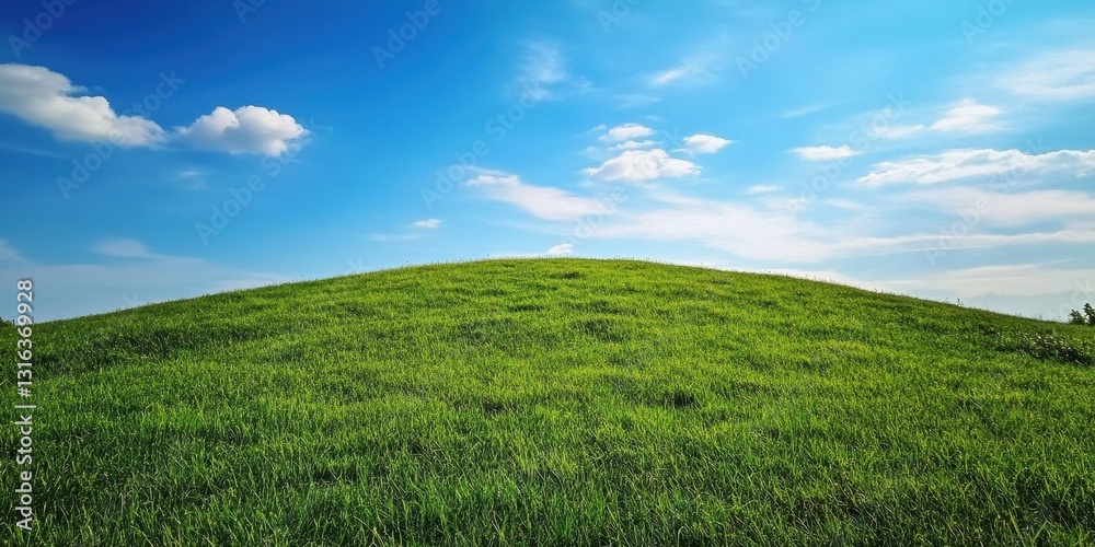A hilly terrain covered in lush greenery under a bright blue sky, inviting exploration and adventure. A hilly terrain covered in lush greenery under a bright blue sky, inviting exploration and adventure.