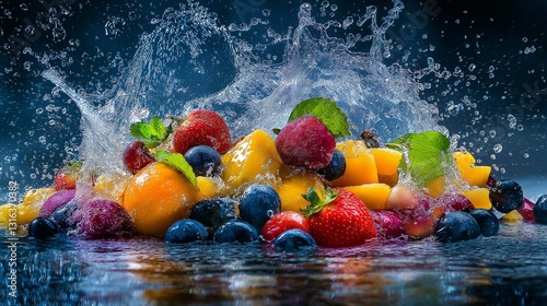  fresh fruit in water splash 