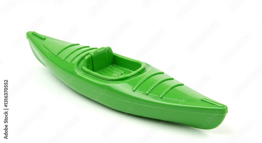 Brightly colored plastic kayak floats serenely on white background. AI Generated Brightly colored plastic kayak floats serenely on white background. AI Generated
