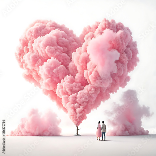 Heart-Shaped Pink Smoke Cloud  Dreamy and Romantic Aesthetic