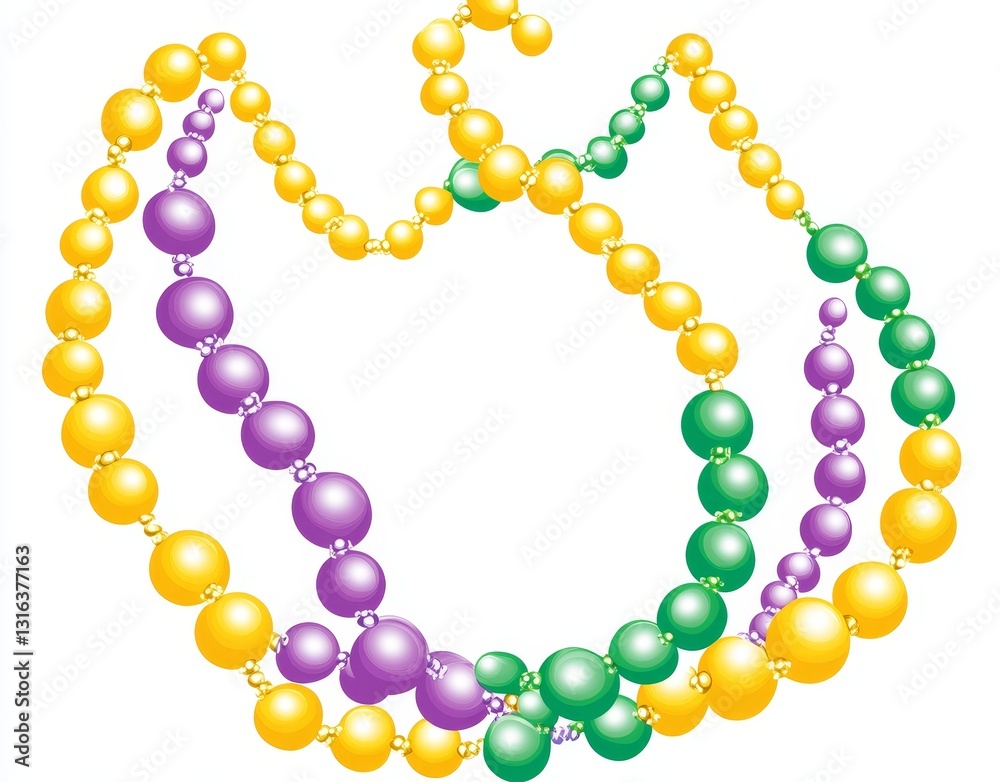 Obraz premium Mardi Gras flyer template design featuring vibrant and colorful beads on a white background