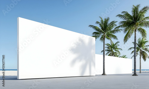 Modern Architectural Design with Palm Trees and Clear Blue Sky