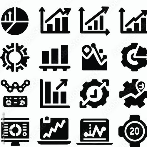 Graph & Chart Icon Set. Fillio Black Icon Series