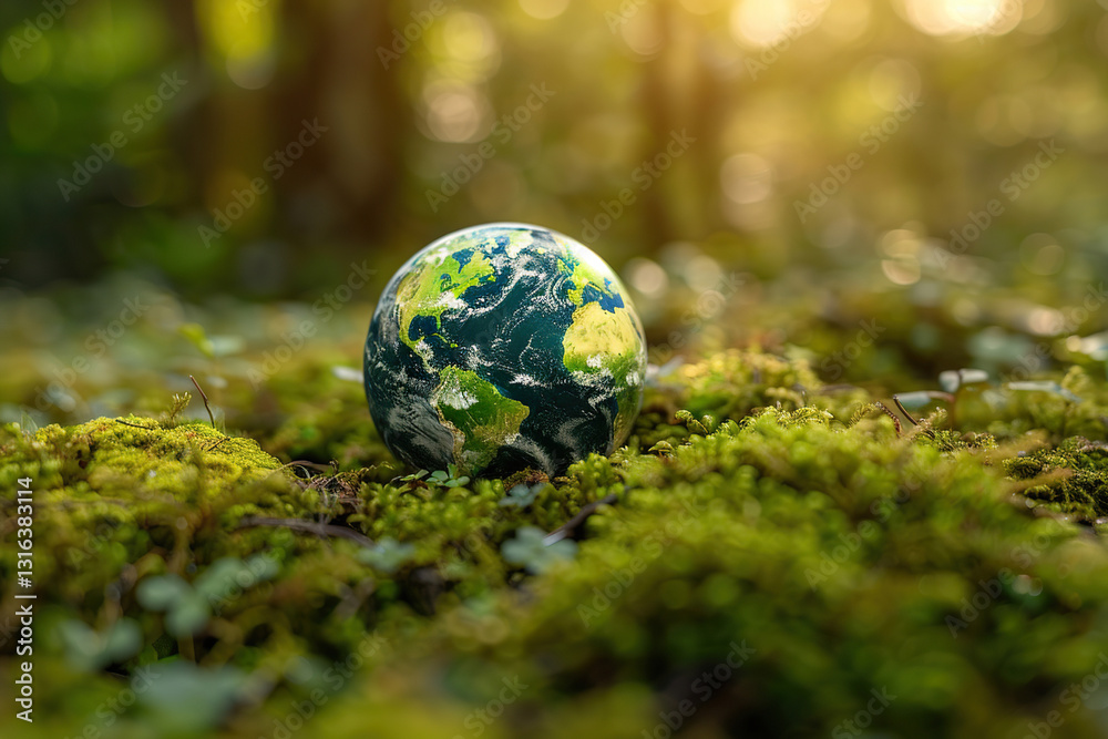 Greeting card with holiday composition for world environment day, abstract vivid composition consists of fictional unreal fantastic vision on background Greeting card with holiday composition for world environment day, abstract vivid composition consists of fictional unreal fantastic vision on background